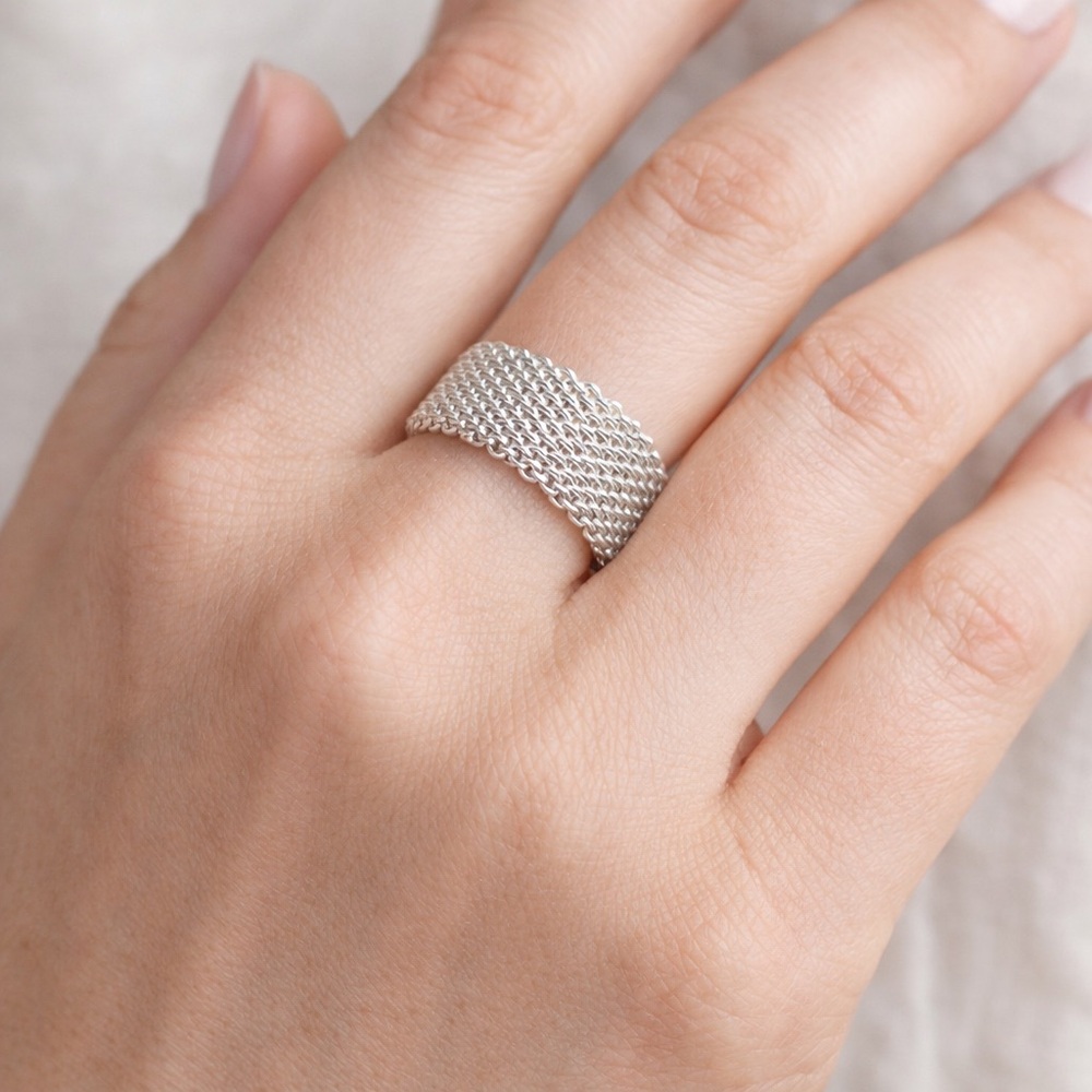 The Urban Luxe Silver Mesh Ring / New with Box